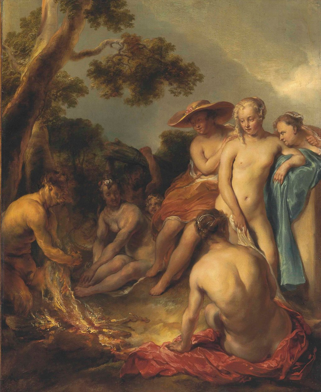 Niemiecki: Satyr und Nymphen (das Bad der Diana) Nimfy i Satyr autorstwa Jan van Noordt