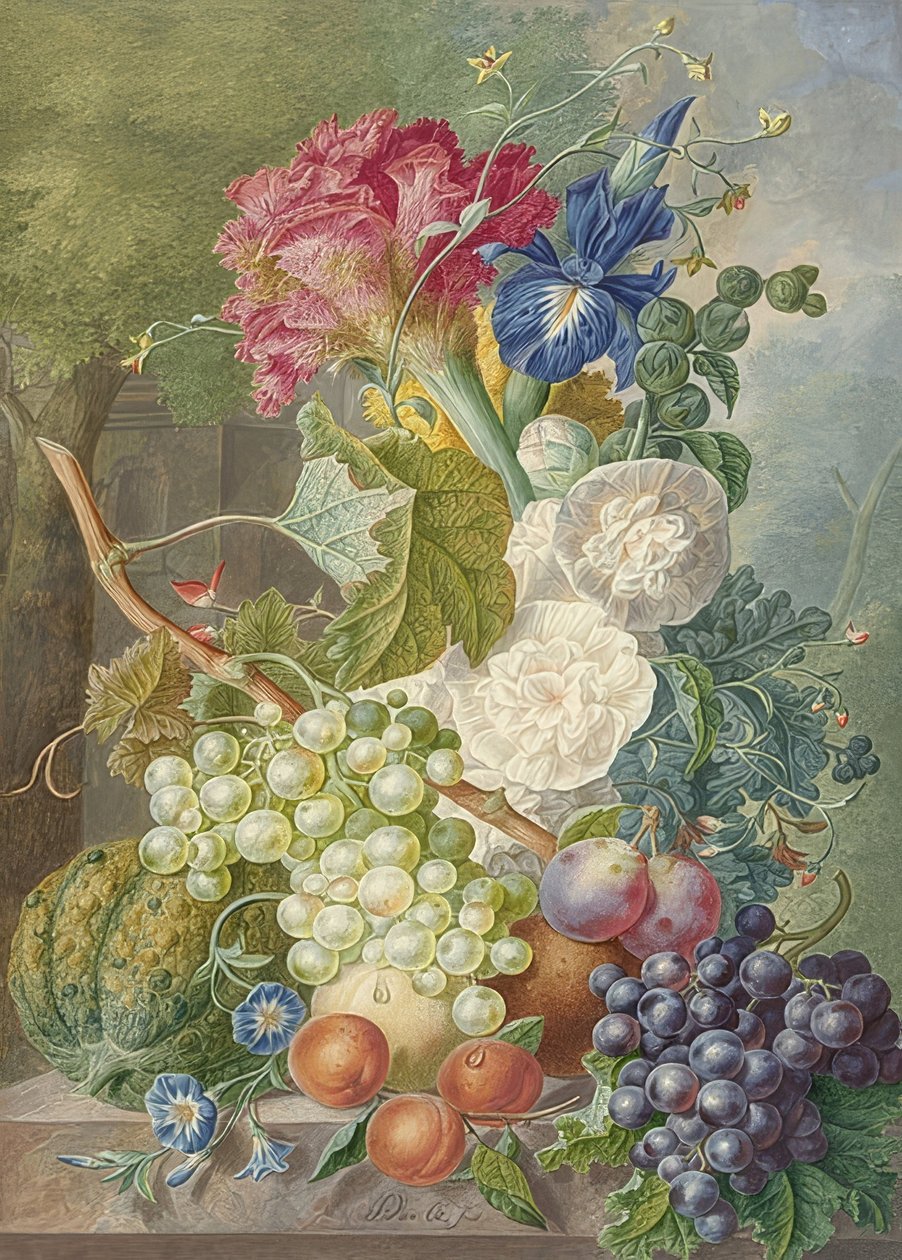 Martwa natura z kwiatami i owocami. Około 1775-1800 autorstwa Jan van Os