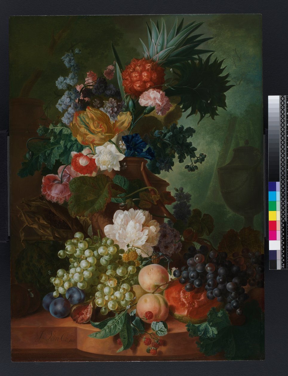 Wazon z kwiatami i owocami, przed 1808 autorstwa Jan van Os