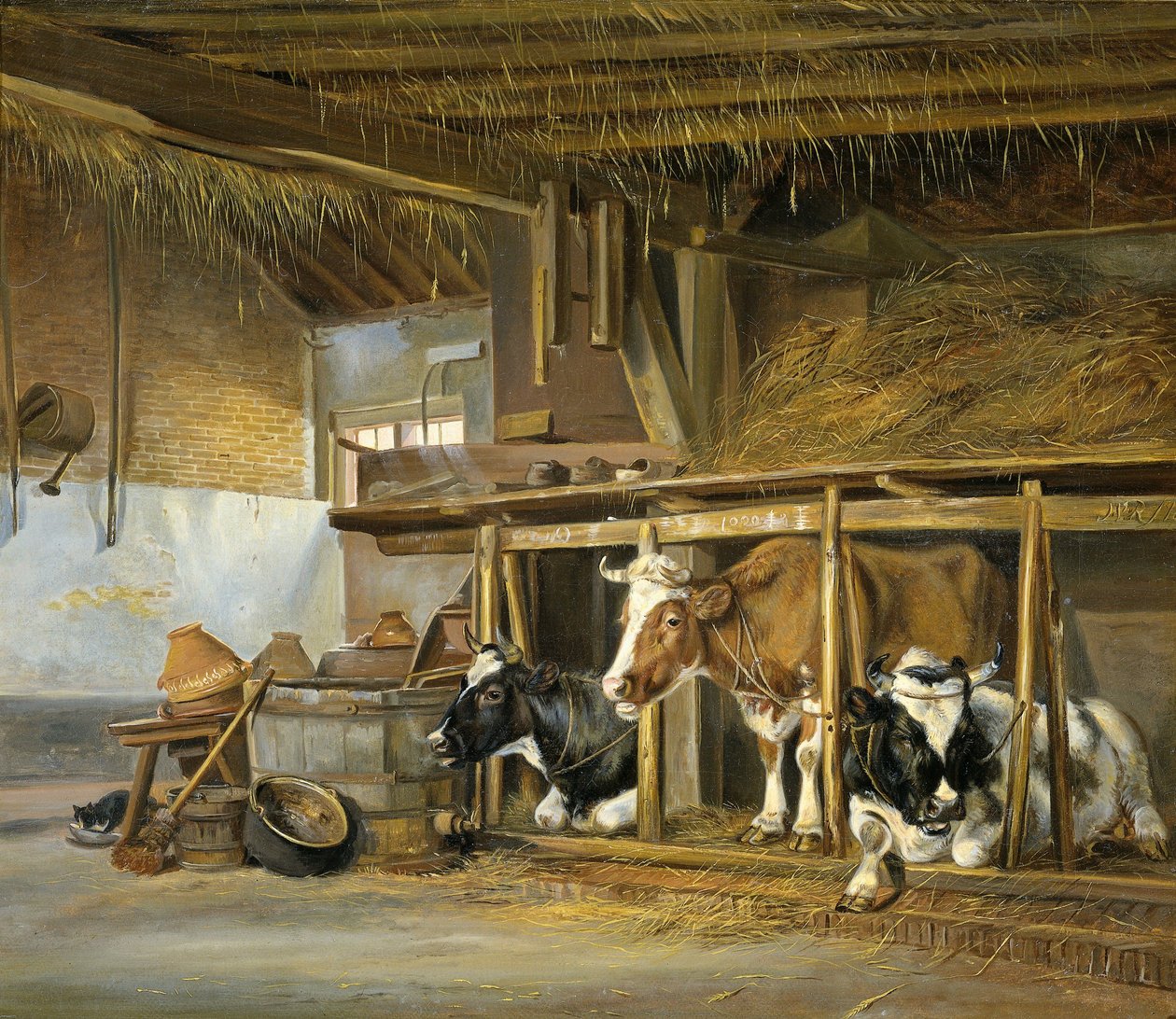 Krowy w oborze autorstwa Jan van Ravenswaay