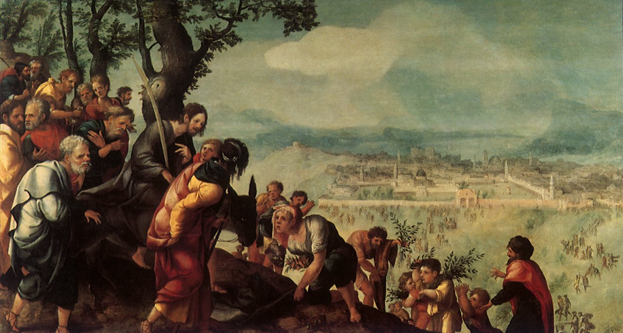 Wejście Chrystusa do Jerozolimy, centralny panel z tryptyku, ok. 1526 autorstwa Jan van Scorel