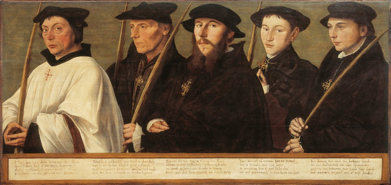 Pięciu członków Utrechckiego Bractwa Pielgrzymów w Jerozolimie, ok. 1541 autorstwa Jan van Scorel