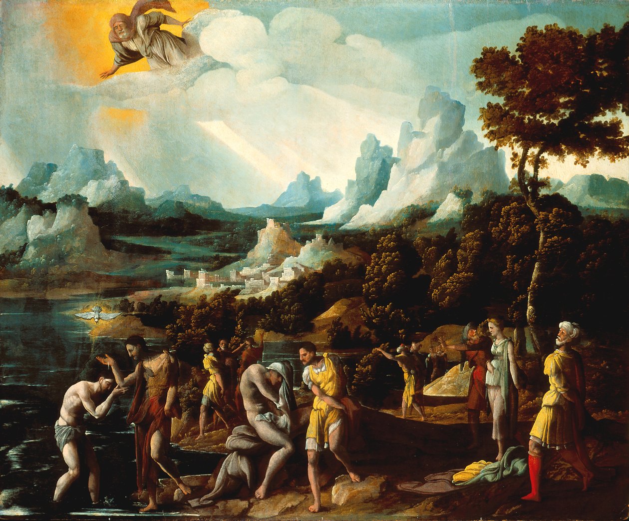 Chrzest Chrystusa (olej na drewnie) autorstwa Jan van Scorel