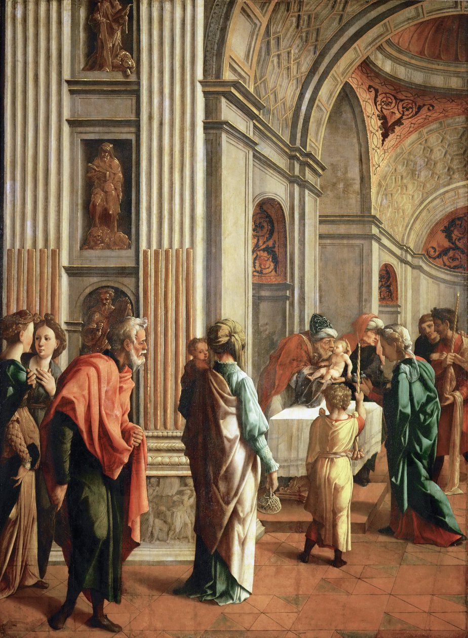 Ofiarowanie w świątyni - Jan van Scorel (1495-1562). Olej na drewnie, ok. 1530-1536. Wymiar : 114x85 cm. Muzeum Historii Sztuki, Wiedeń autorstwa Jan van Scorel