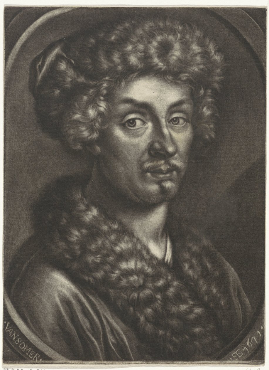 Portret mężczyzny w futrzanym kapeluszu autorstwa Jan van Somer
