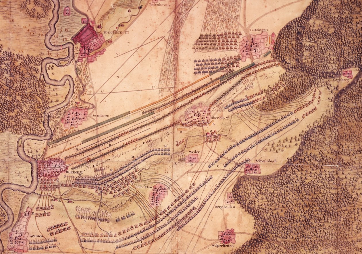 Plan bitwy pod Blenheim, c.1705 (kolor lito) autorstwa Jan van Vianen