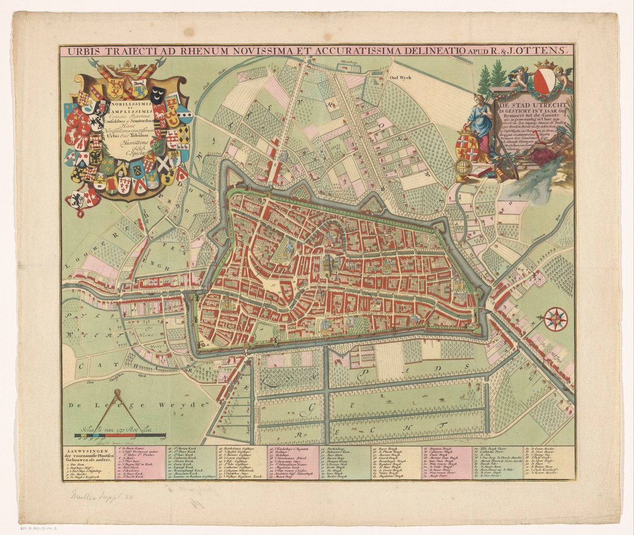 Plattegrond van de stad Utrecht Najnowszy i najdokładniejszy rysunek miasta przekraczającego Ren (tytuł na obiekcie) autorstwa Jan van Vianen