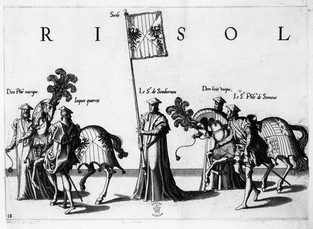 Ramiona Sycylii podczas procesji żałobnej cesarza Karola V, 1559 autorstwa Jan van and Doetechum Doetechum the elder