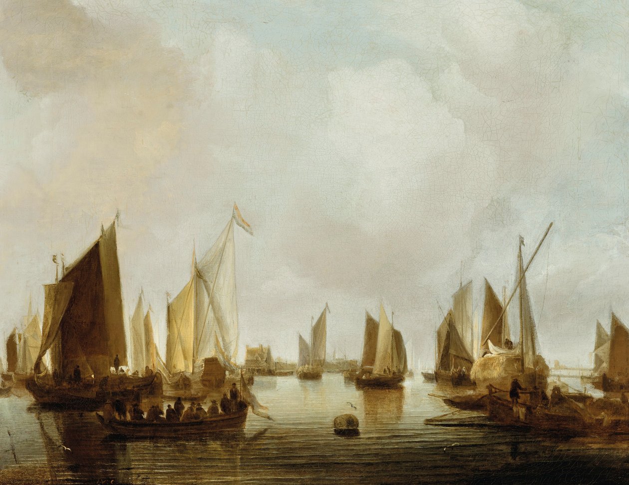 niderlandzki: statki w ujściu rzeki port morski autorstwa Jan van de Cappelle