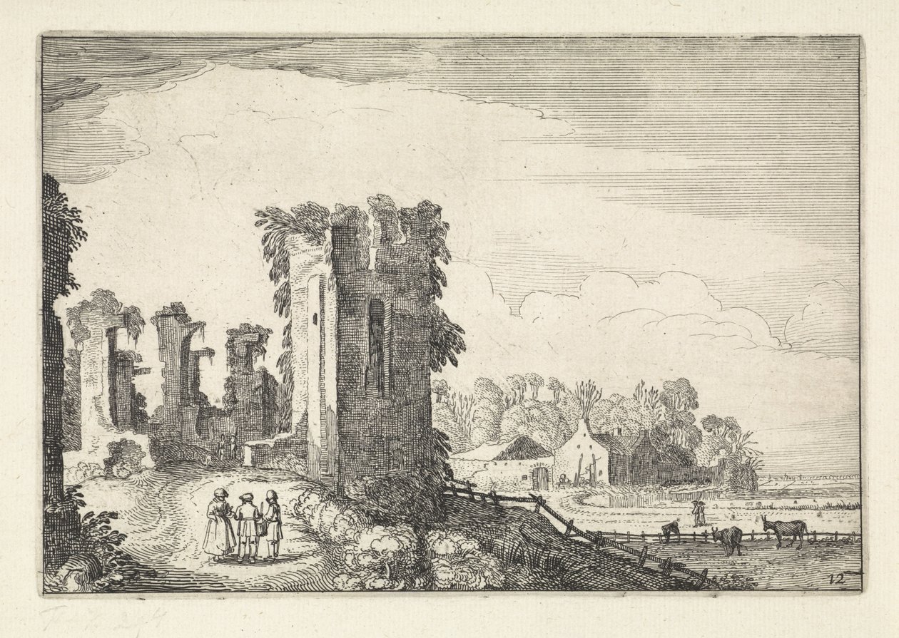 Figurki w Huis ter Kleef niedaleko Haarlem Krajobrazy (tytuł serii) Amenissimae aliquot requculae (tytuł serii) autorstwa Jan van de Velde (II)