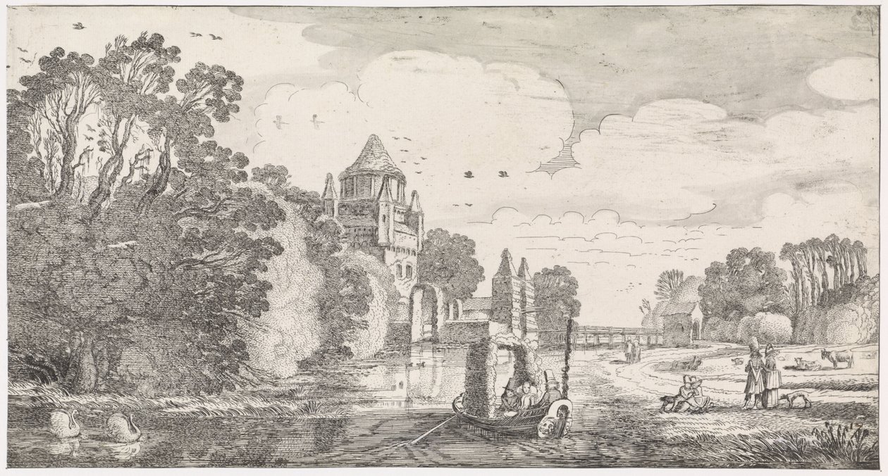 Mały Houtpoort w Haarlemie Zabawne pejzaże i zabawne wiersze (tytuł serii) autorstwa Jan van de Velde (II)