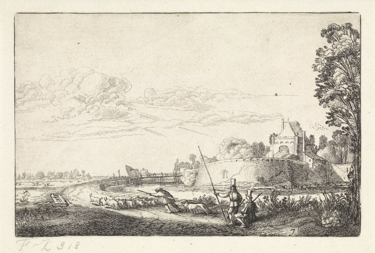 Krajobraz z Zijlpoort w Haarlem Krajobrazy (tytuł serii) Amenissimae aliquot requculae (tytuł serii) autorstwa Jan van de Velde (II)