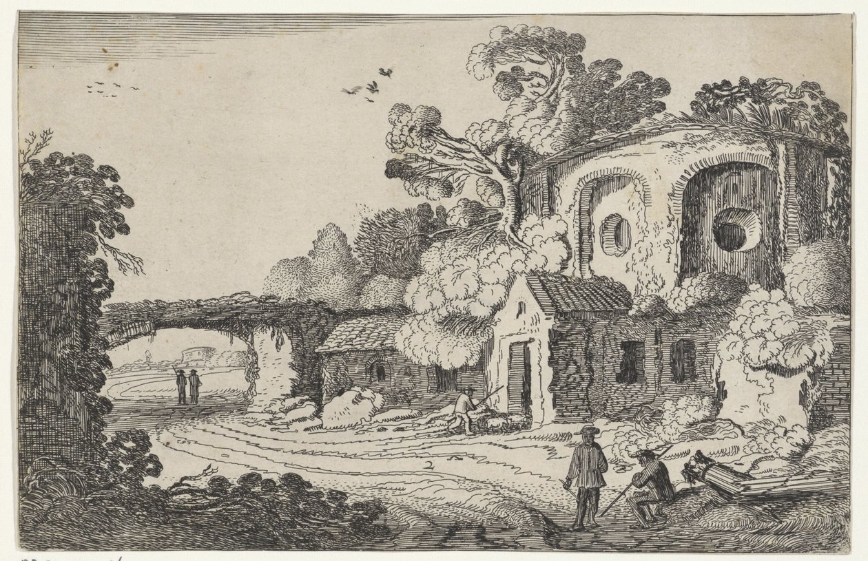 Landschap spotkał się z oude burcht Ruiny w krajobrazie (tytuł serii) Starożytne ruiny i niektóre z najpiękniejszych regionów (tytuł serii) autorstwa Jan van de Velde (II)