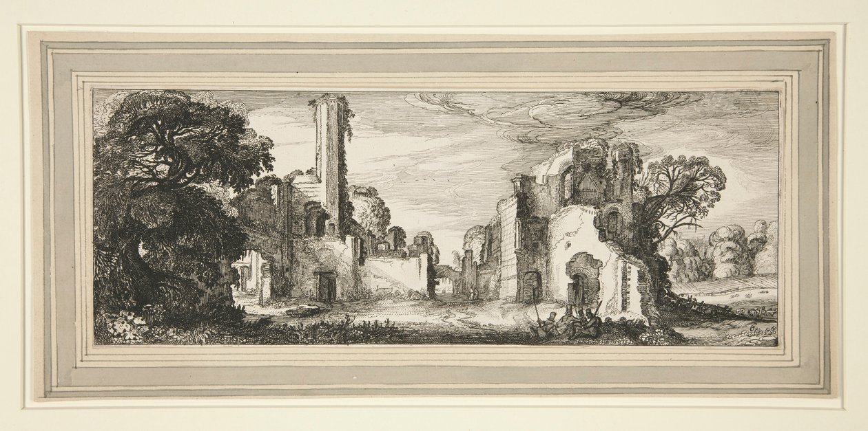 Krajobraz z zamkiem w ruinach autorstwa Jan van de Velde II