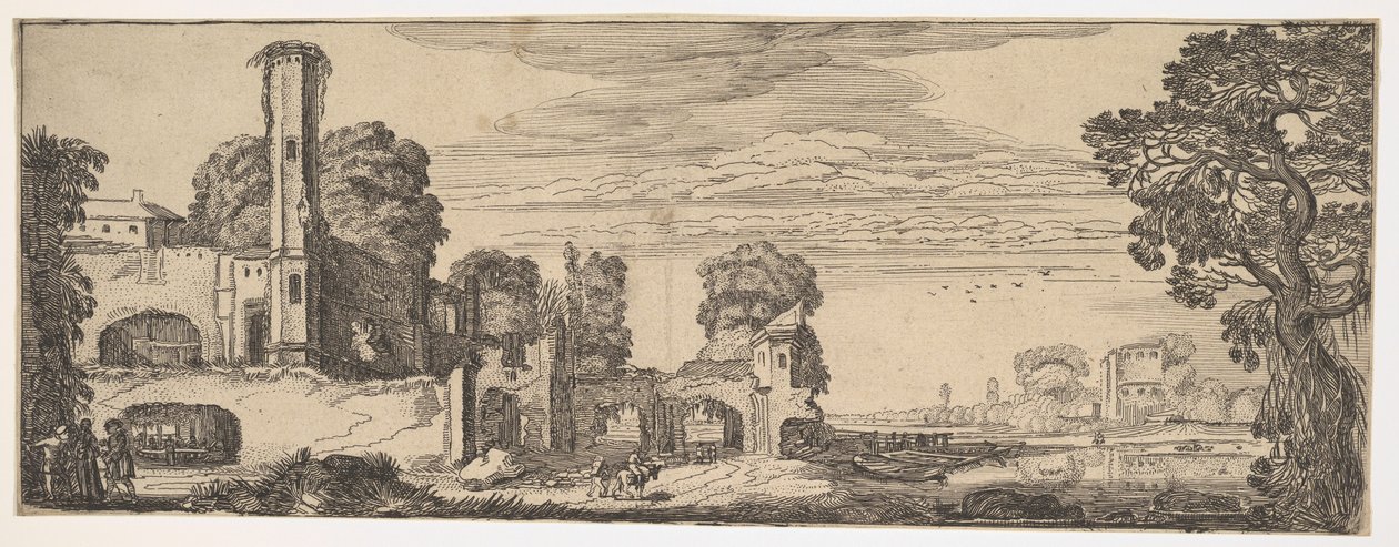 Pejzaż z ruinami zamku z pejzaży i ruin, ca. 1615. autorstwa Jan van de Velde II