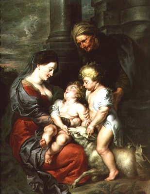 Madonna z Dzieciątkiem ze św. Elżbietą i Dzieciątkiem św. Jan Chrzciciel autorstwa Jan van den Hoecke