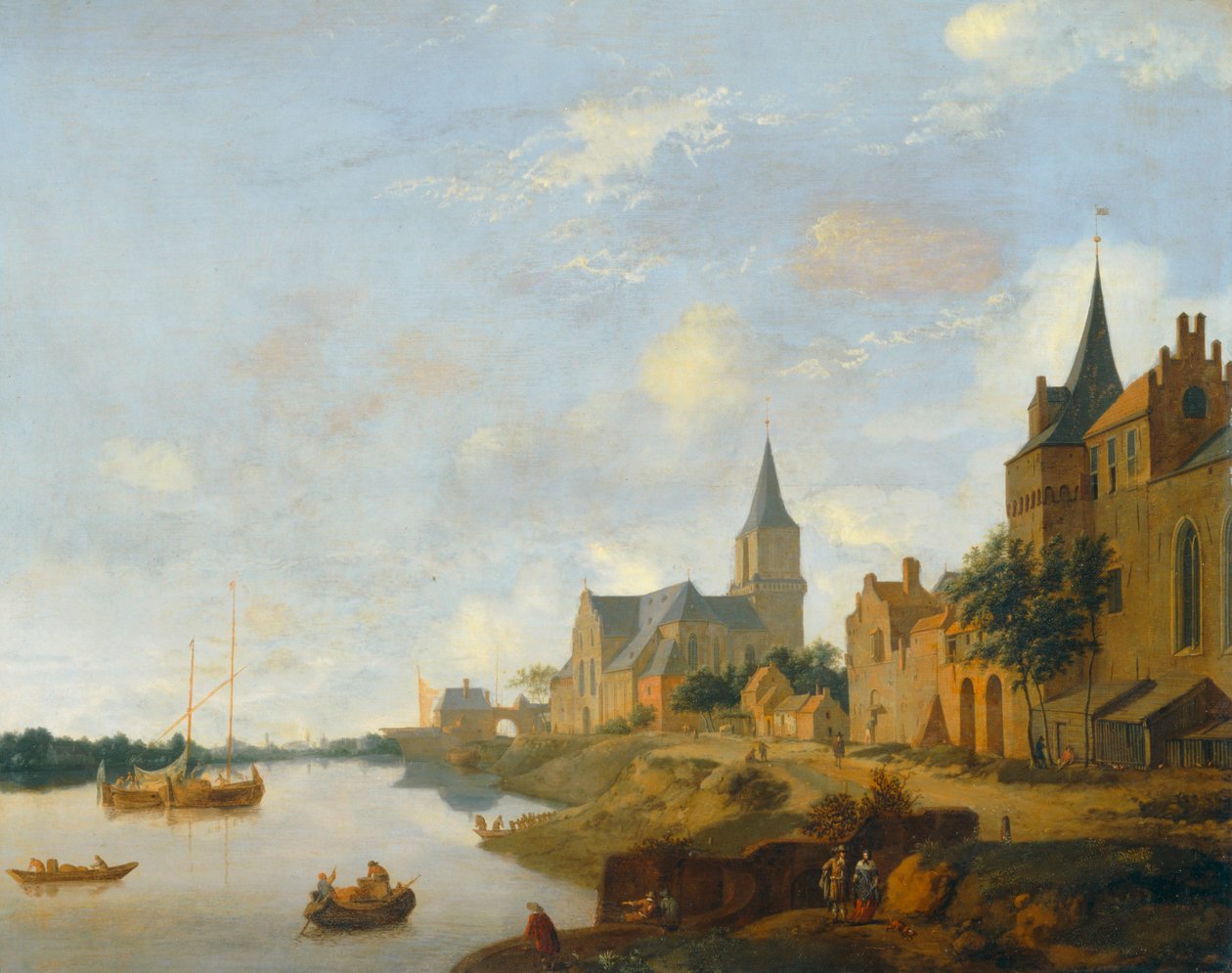Ren w Emmerich z kościołem św. Marcina ... autorstwa Jan van der (manner of) Heyden