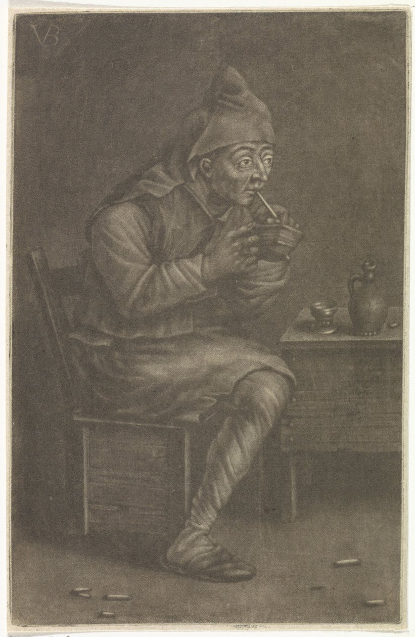 Mężczyzna zapala fajkę autorstwa Jan van der Bruggen