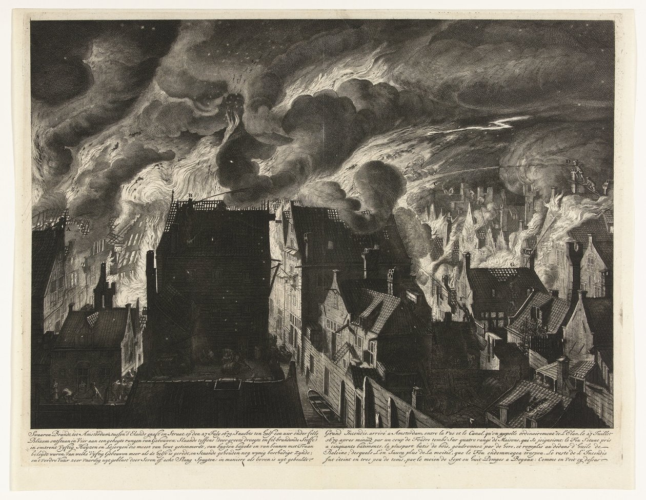 Gaszenie ciężkiego pożaru na Elandsgracht, 1679 Swaaren płonie do Amsterdamu, między d