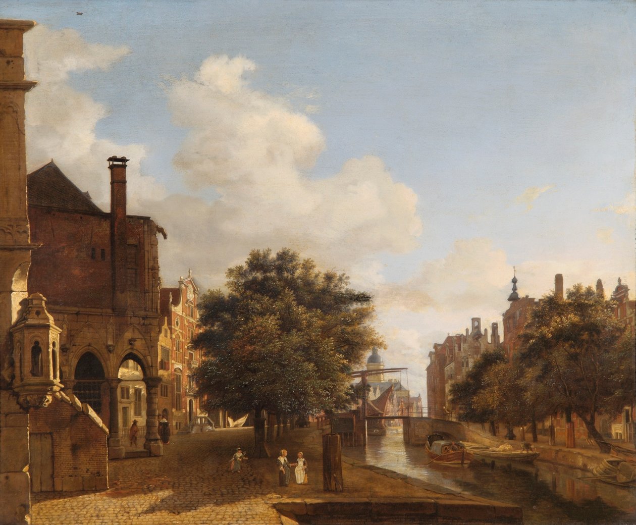 „Fantazja architektoniczna ze Starym Ratuszem, Amsterdam”, c1670 autorstwa Jan van der Heyden