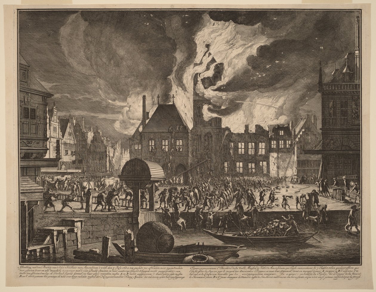 Pożar starego ratusza w Amsterdamie autorstwa Jan van der Heyden