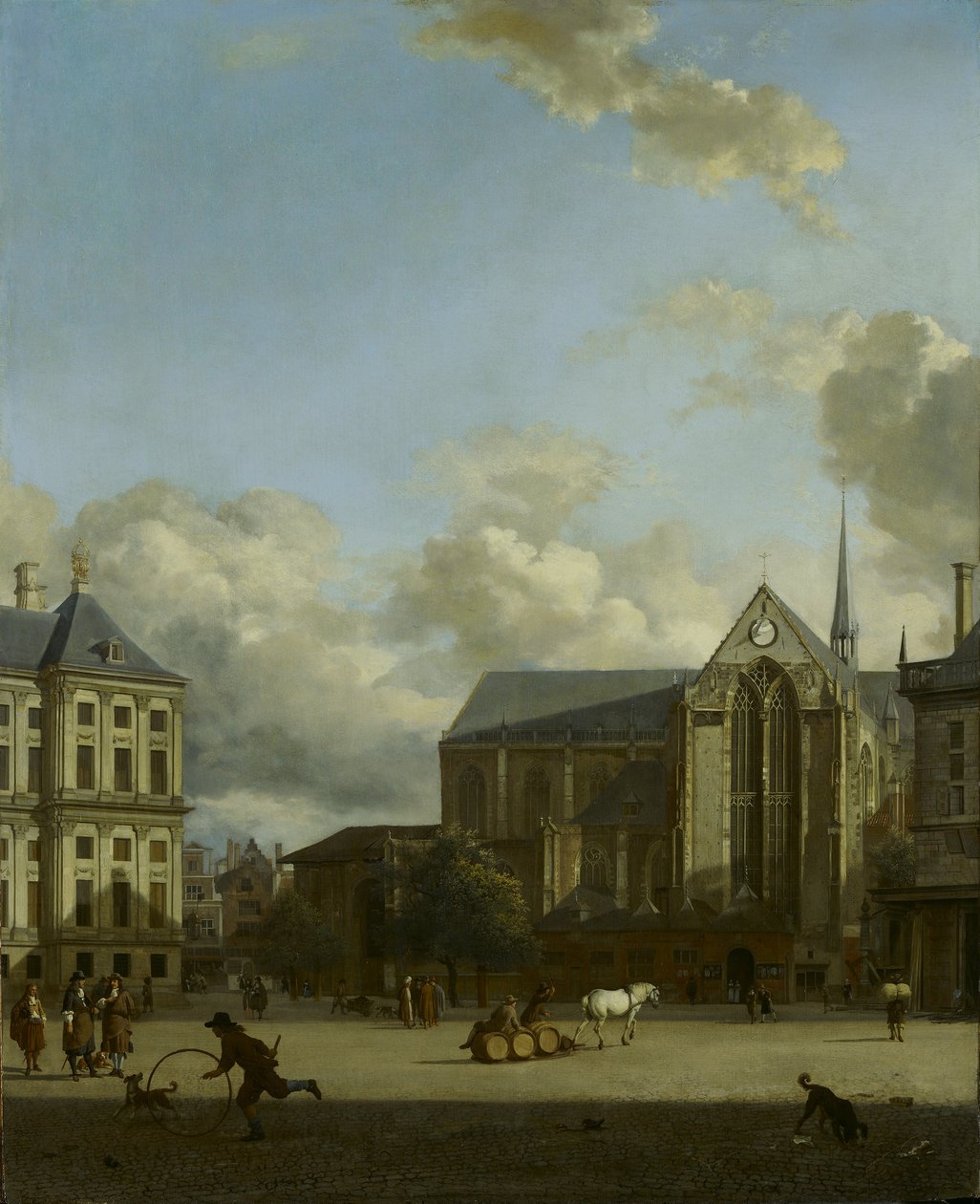 Plac Dam z Nowym Kościołem autorstwa Jan van der Heyden