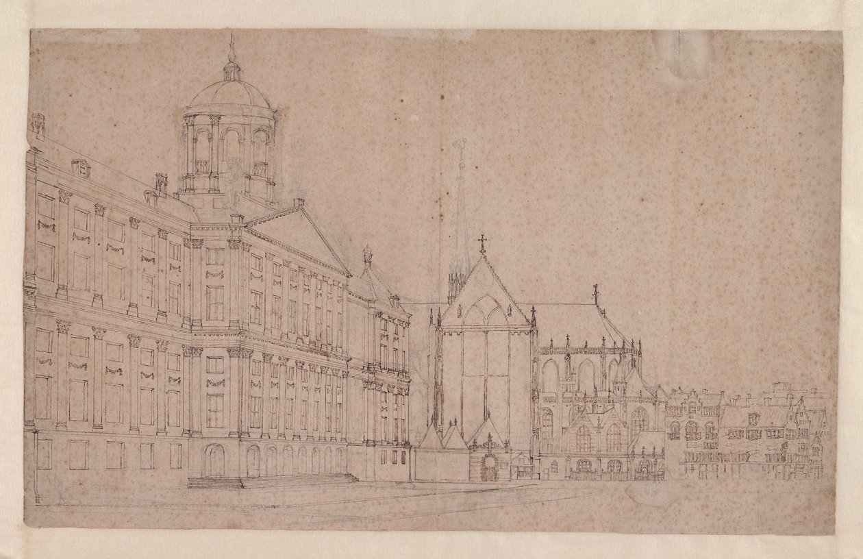 Plac Dam z nowym ratuszem autorstwa Jan van der Heyden