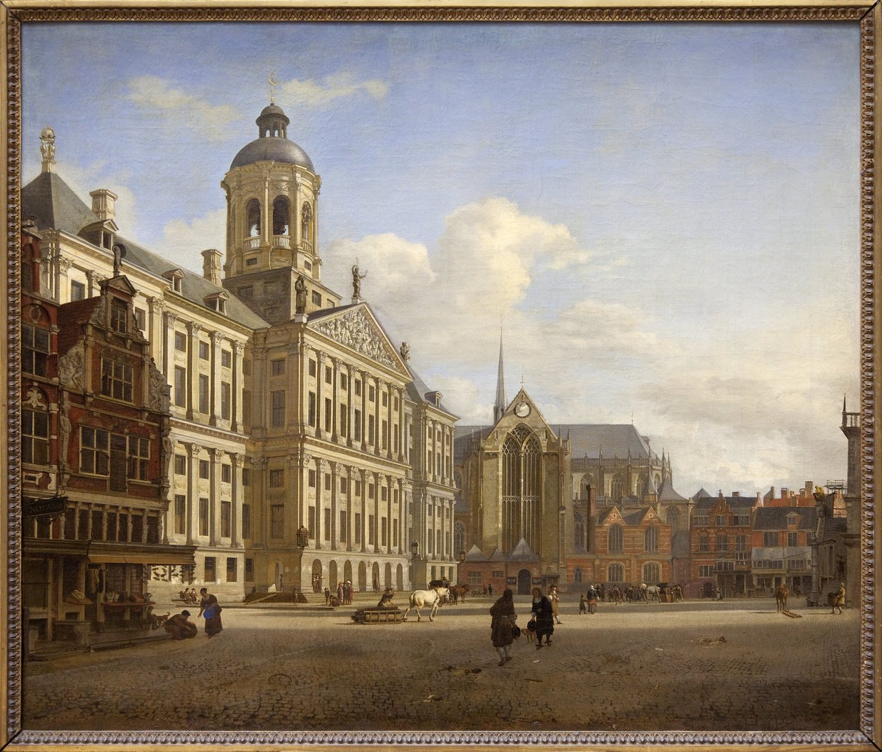 Tama z nowym ratuszem w Amsterdamie autorstwa Jan van der Heyden