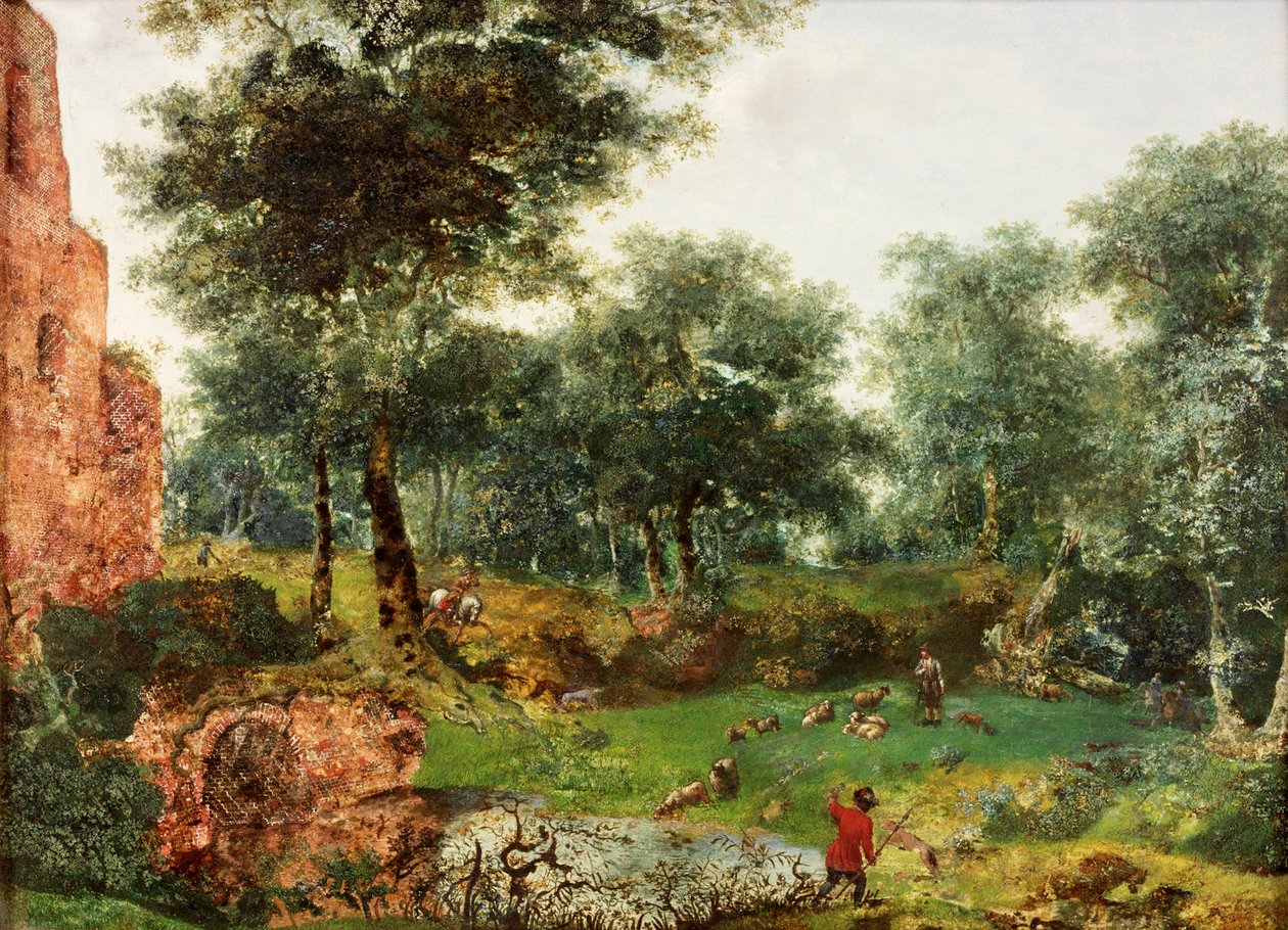 Zalesiony krajobraz, ok. 1690-1700 autorstwa Jan van der Heyden
