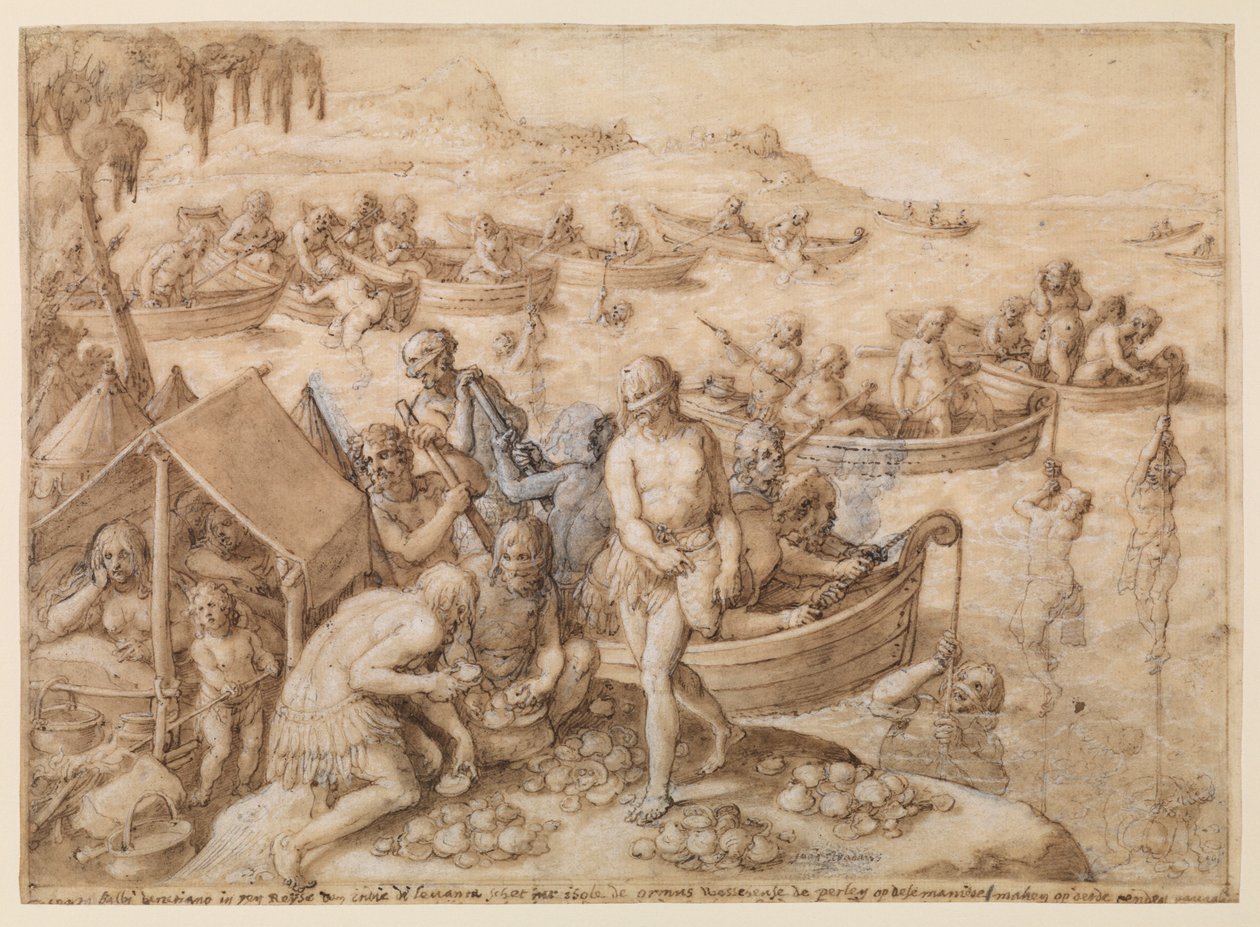 Nurkowanie perłowe, ok.1596 autorstwa Jan van der Straet