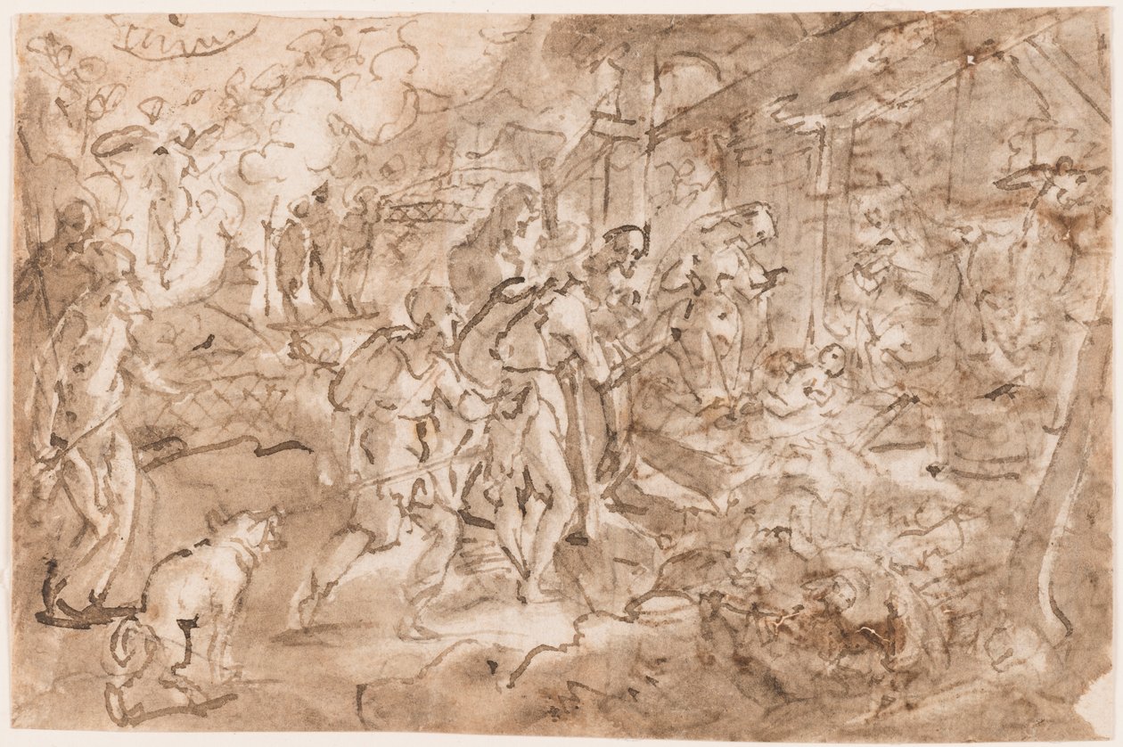 Adoracja pasterzy autorstwa Jan van der Straet, called Stradanus