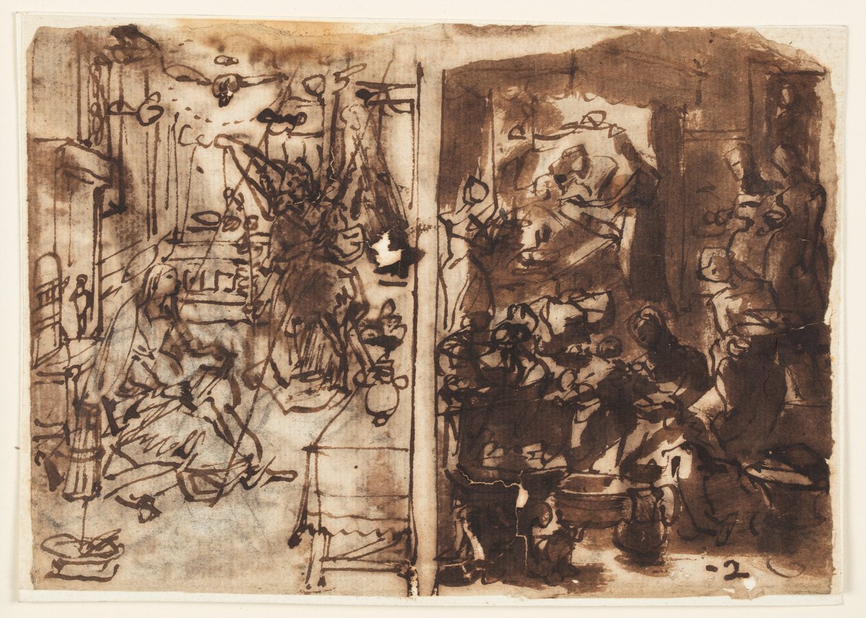 Zwiastowanie (po lewej); Narodziny Dziewicy (po prawej) autorstwa Jan van der Straet, called Stradanus