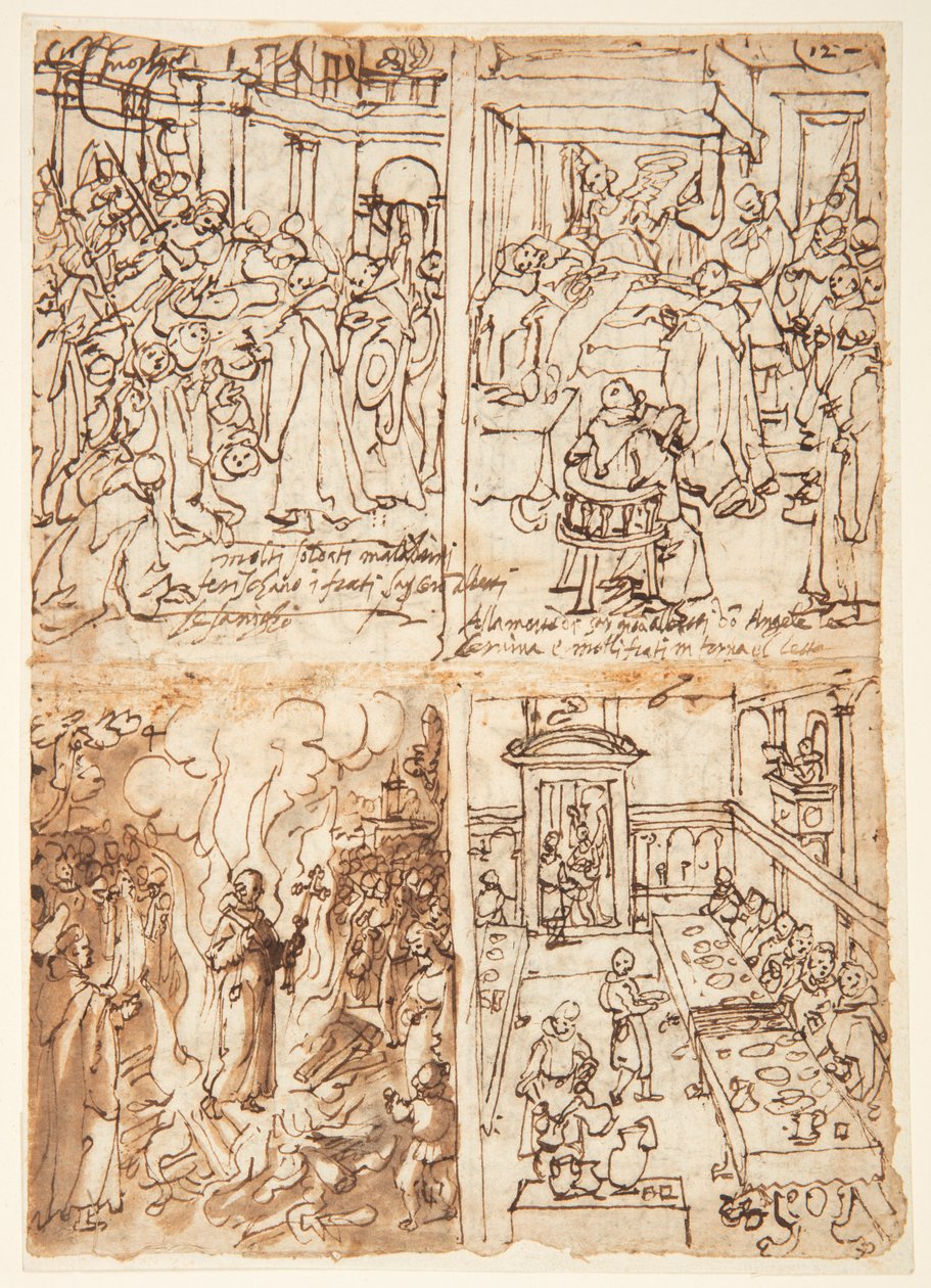 Osiem scen z życia San Giovanni Gualberto (recto i verso) autorstwa Jan van der Straet, called Stradanus