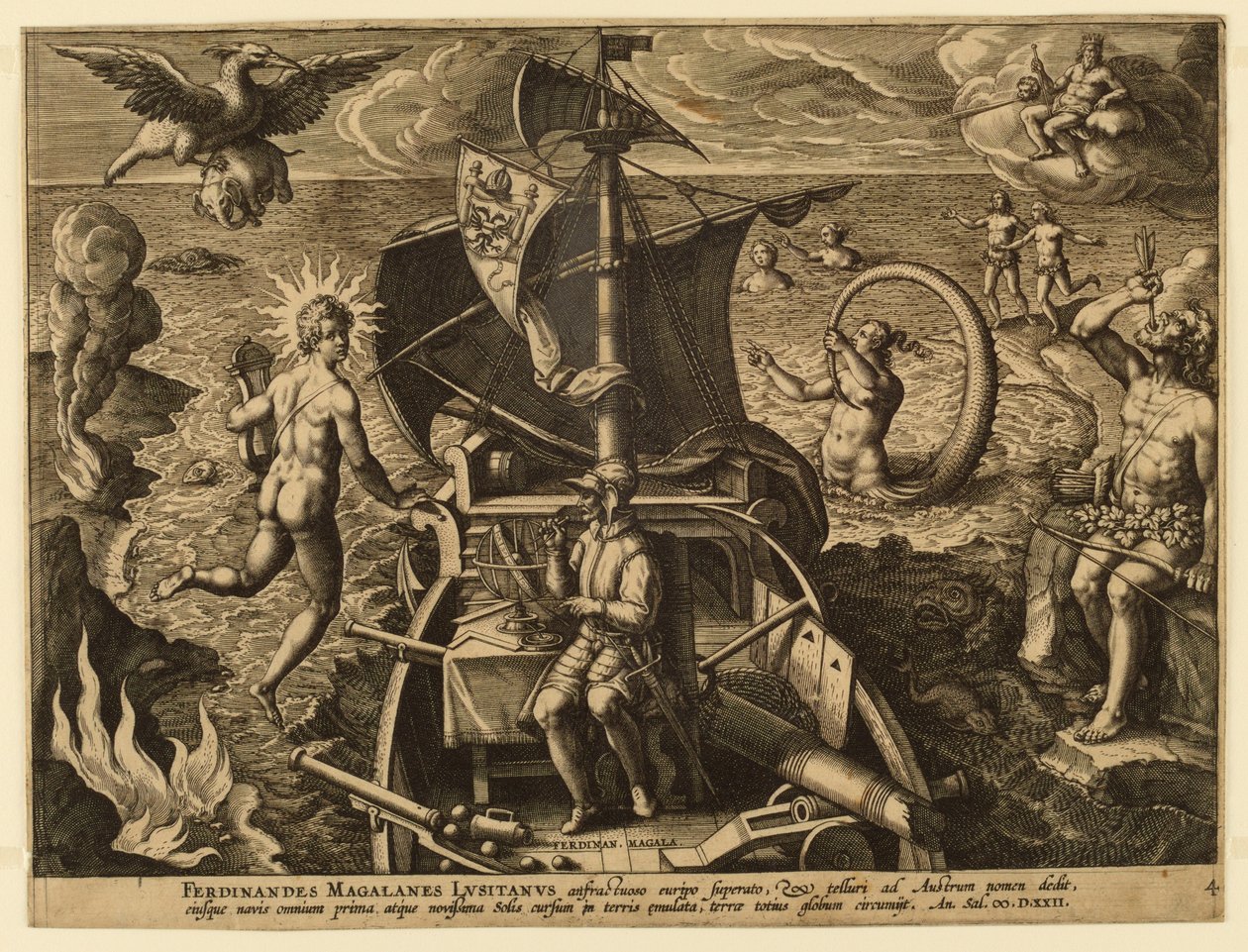 Ferdynand Magellan z Portugalii, płyta 4 z "America Retection" autorstwa Jan van der Straet, called Stradanus