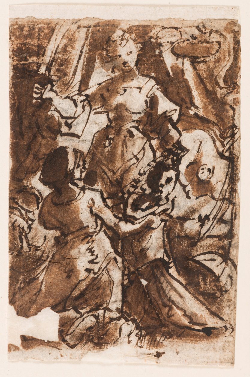 Recto: Judyta z głową Holofernesa; Wniebowstąpienie Chrystusa autorstwa Jan van der Straet, called Stradanus