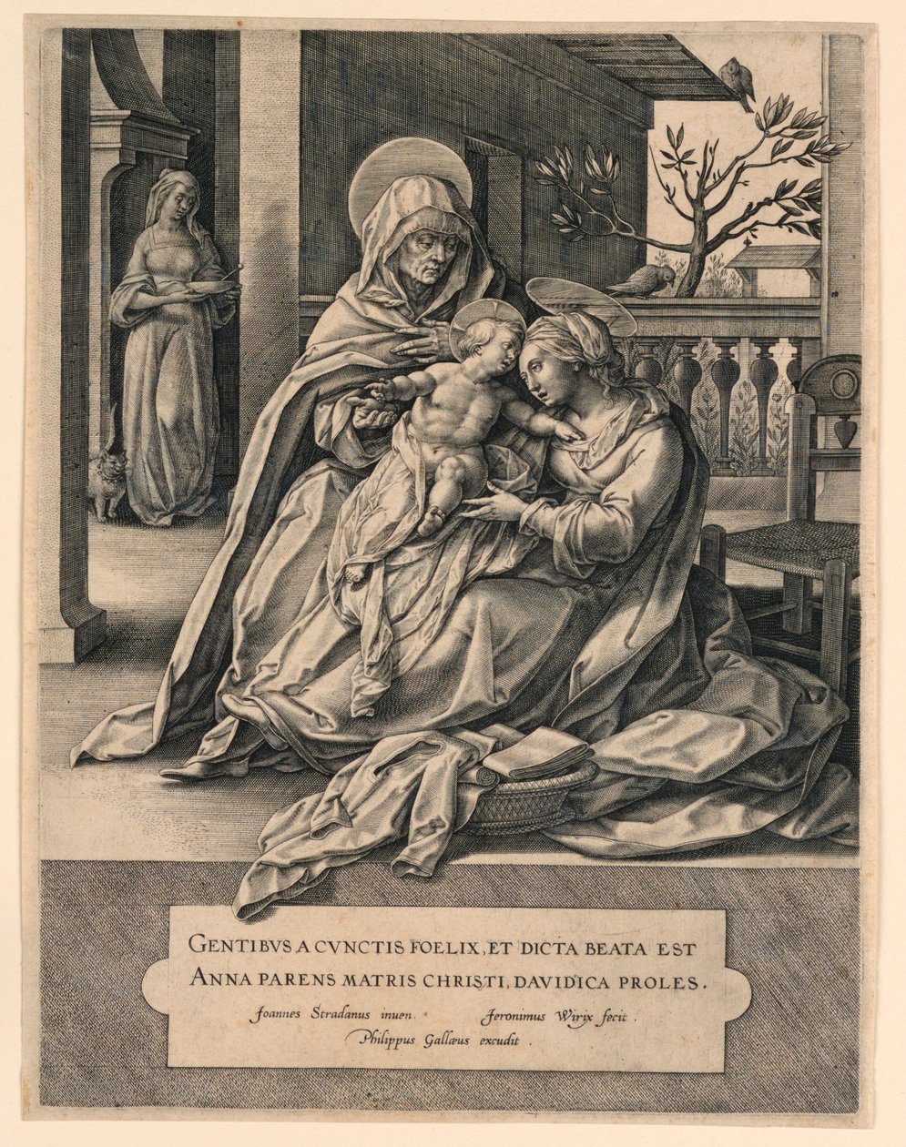 Św. Anna, Dziewica i Dzieciątko Jezus autorstwa Jan van der Straet, called Stradanus