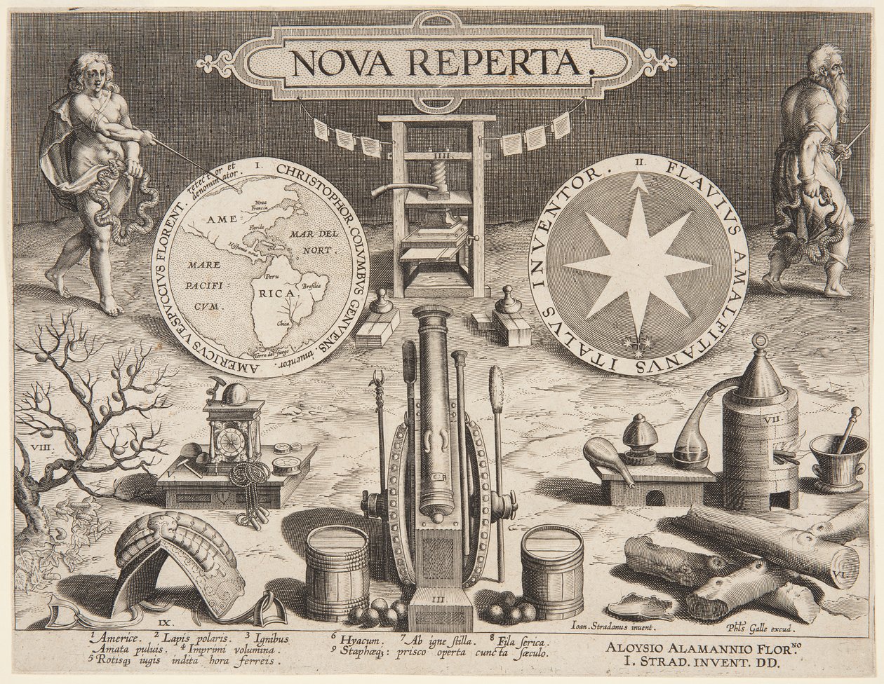 Strona tytułowa „Nowego odkrycia” autorstwa Jan van der Straet, called Stradanus