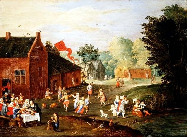 Chłopi ucztujący na wsi autorstwa Jan van the Elder Kessel