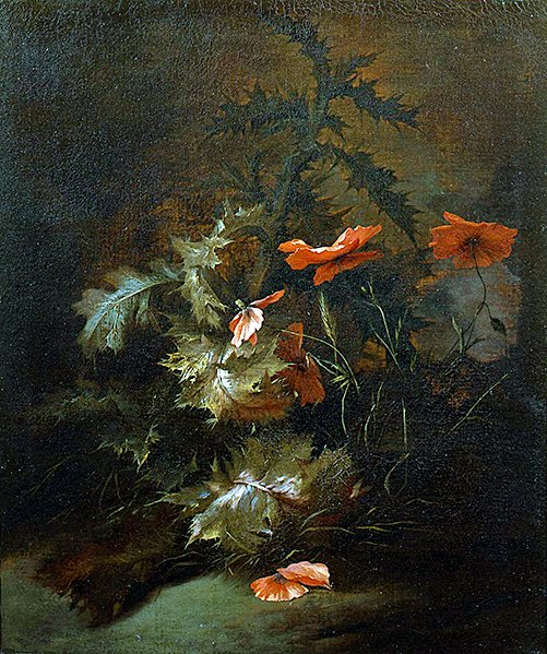 Osty i maki (olej na płótnie) autorstwa Jan van the Elder Kessel