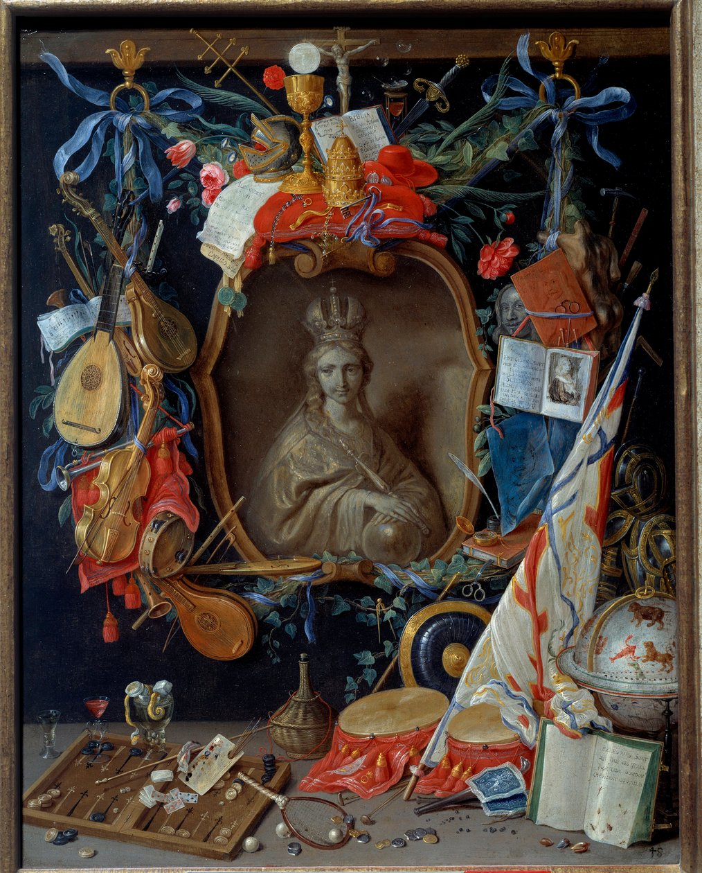 Dziewica otoczona symbolami wanitu. Obraz Jana I Kessela The Old Man (1626-1679) autorstwa Jan van the Elder Kessel