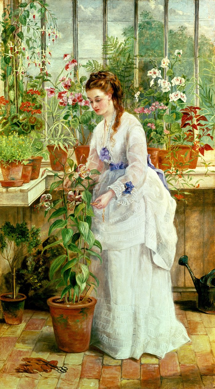 Młoda dama w oranżerii autorstwa Jane Maria Bowkett