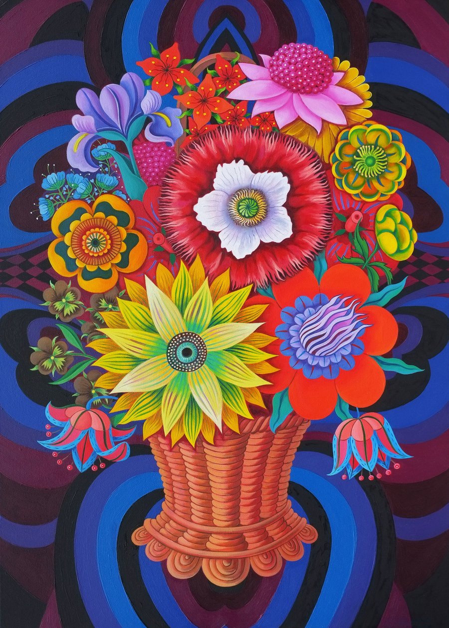 Kwitnie w koszu, 2013, autorstwa Jane Tattersfield