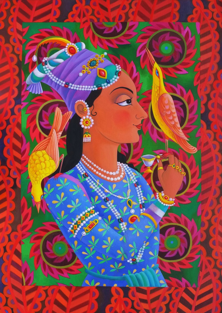 Maharani z dwoma ptakami, 2012, autorstwa Jane Tattersfield