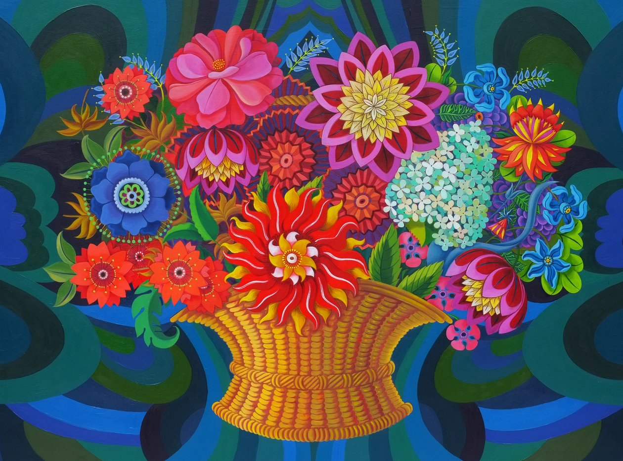 Więcej kwiatów w koszu, 2013, autorstwa Jane Tattersfield