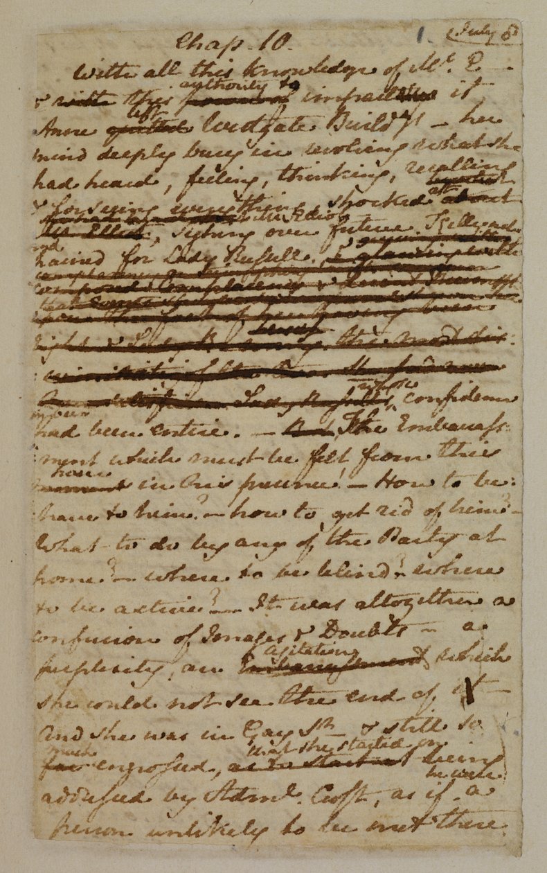 MS EG 3038 F.1 z rozdziału 10 „Perswazja” autorstwa Jane Austen