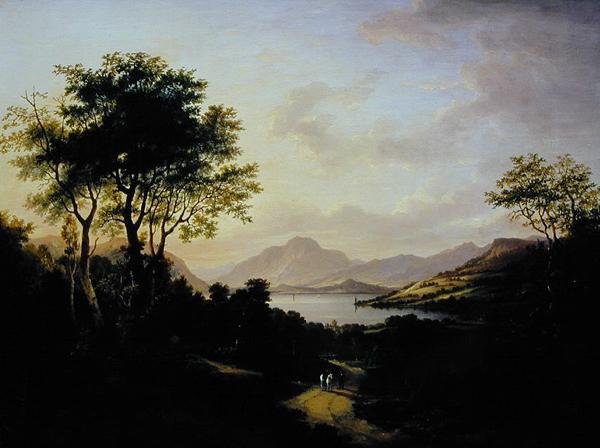 Rozległy widok na Loch Lomond, niedaleko Dumbarton (olej na płótnie) autorstwa Jane Nasmyth