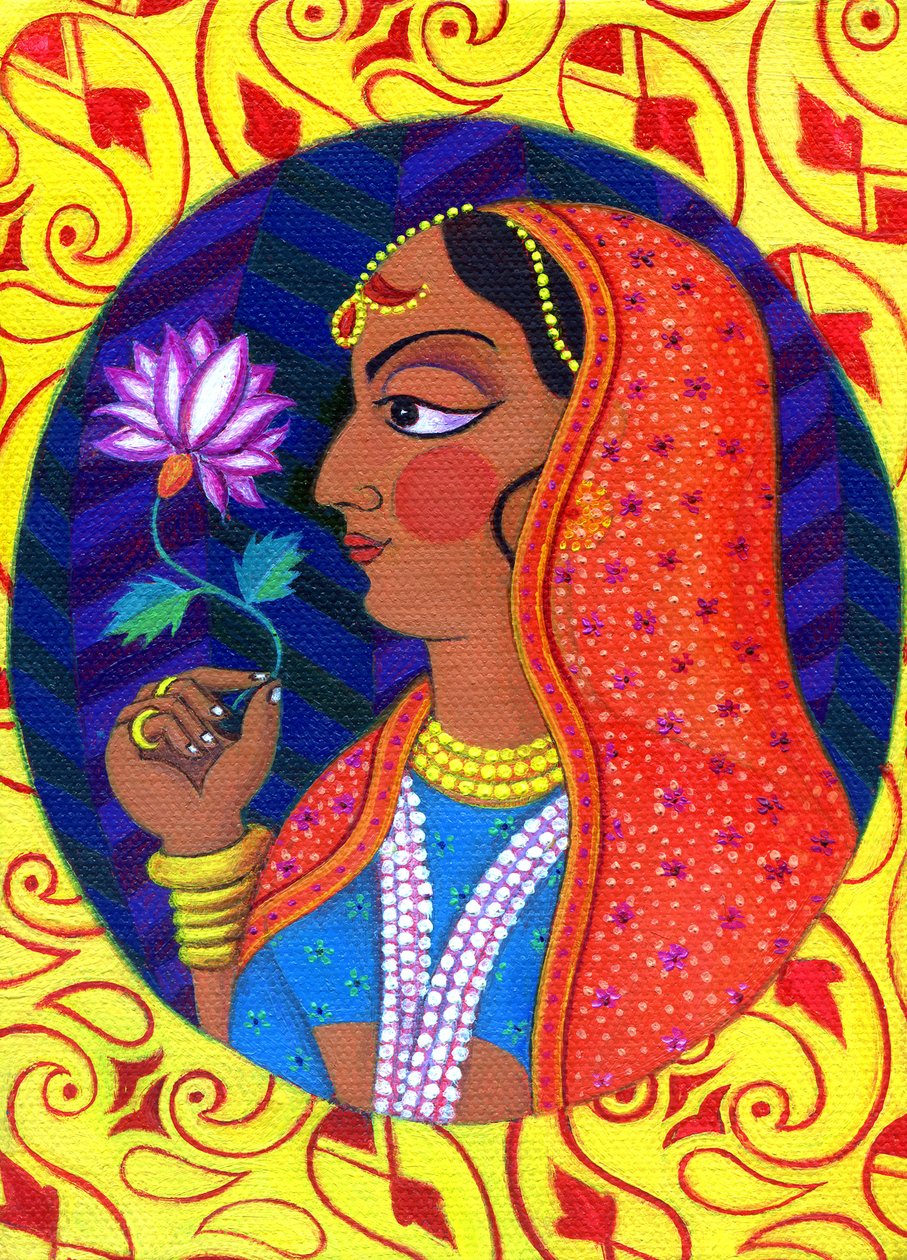 Maharani z biało-różowym kwiatem, 2011, autorstwa Jane Tattersfield