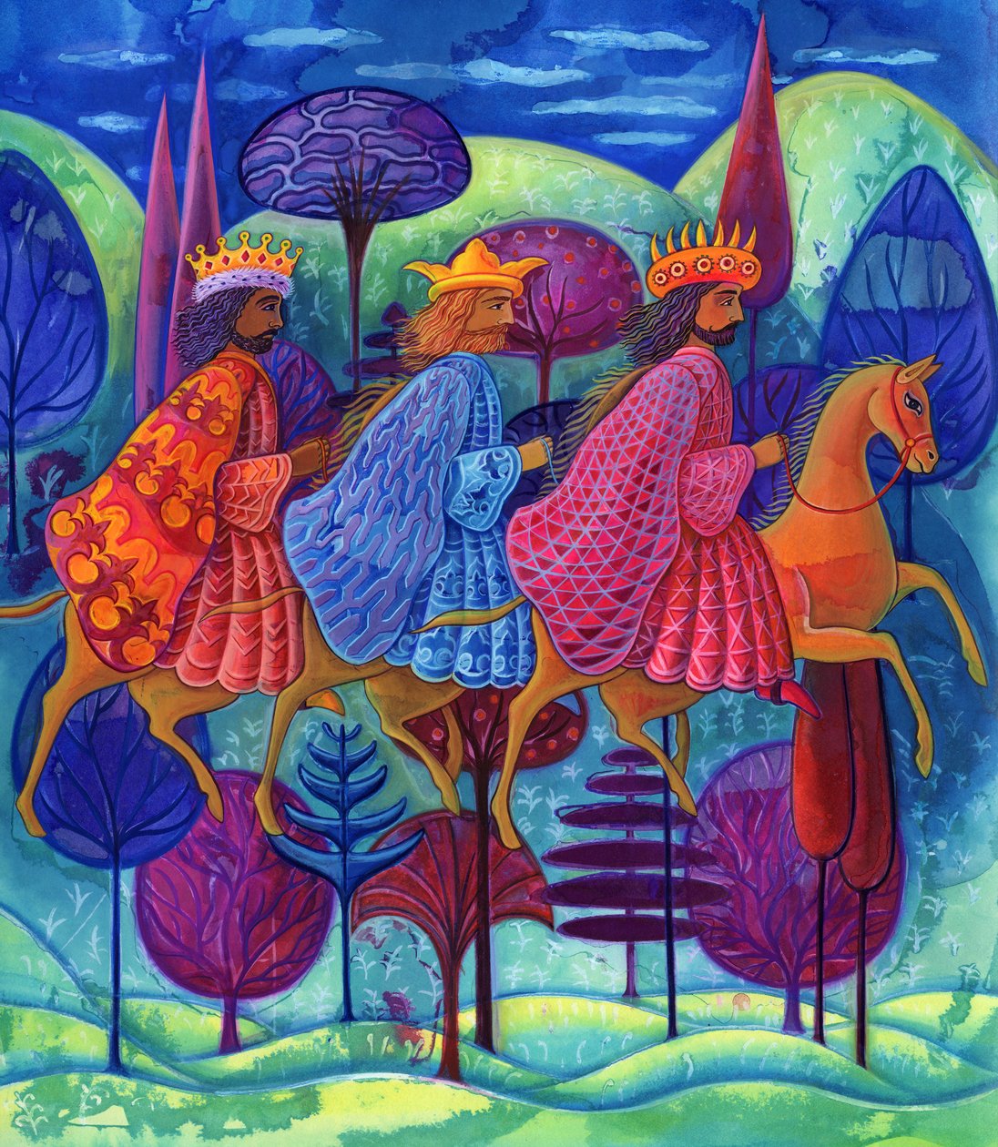 Święta Trzech Króli, 2004 (atrament i gwasz) autorstwa Jane Tattersfield