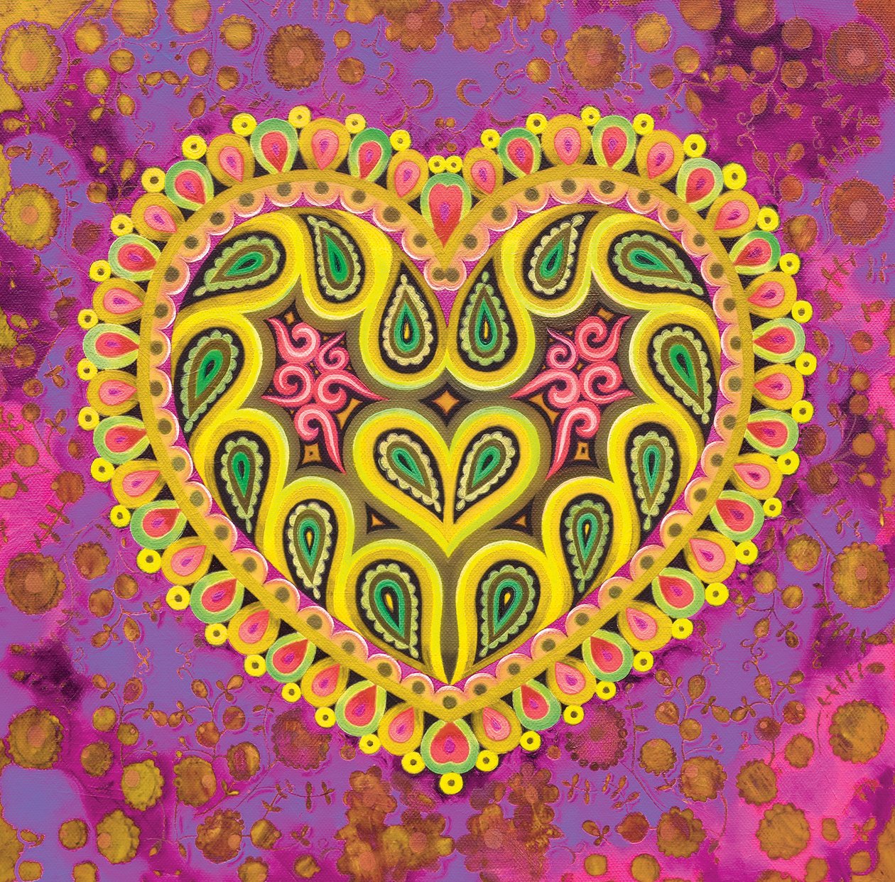 Valentines folk serce na różowo, 2016, autorstwa Jane Tattersfield