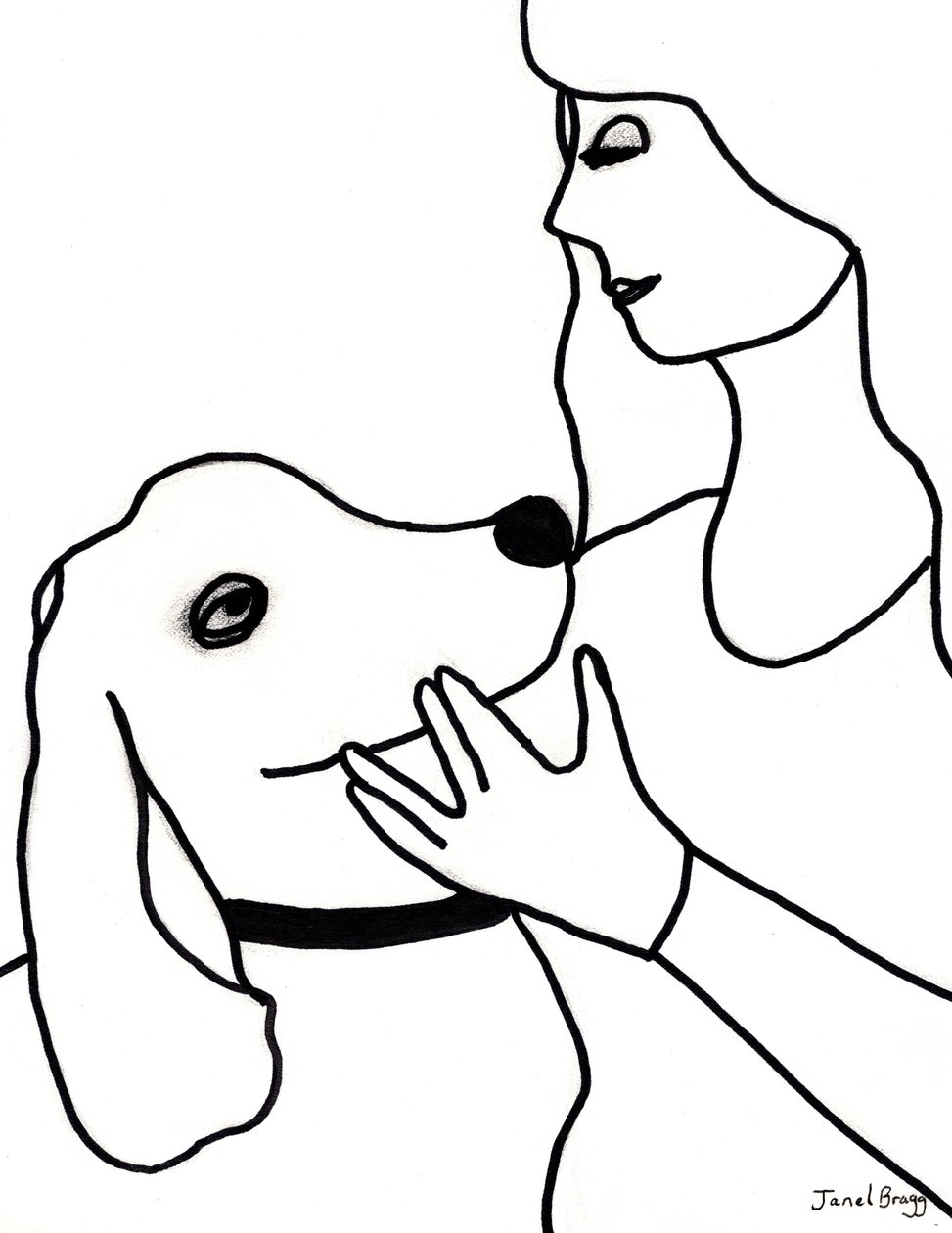 Vincent i Janel w czarnych liniach, ok. 2024 (marker na papierze) autorstwa Janel Bragg